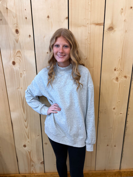 Gray Mock Neck Sweatshirt