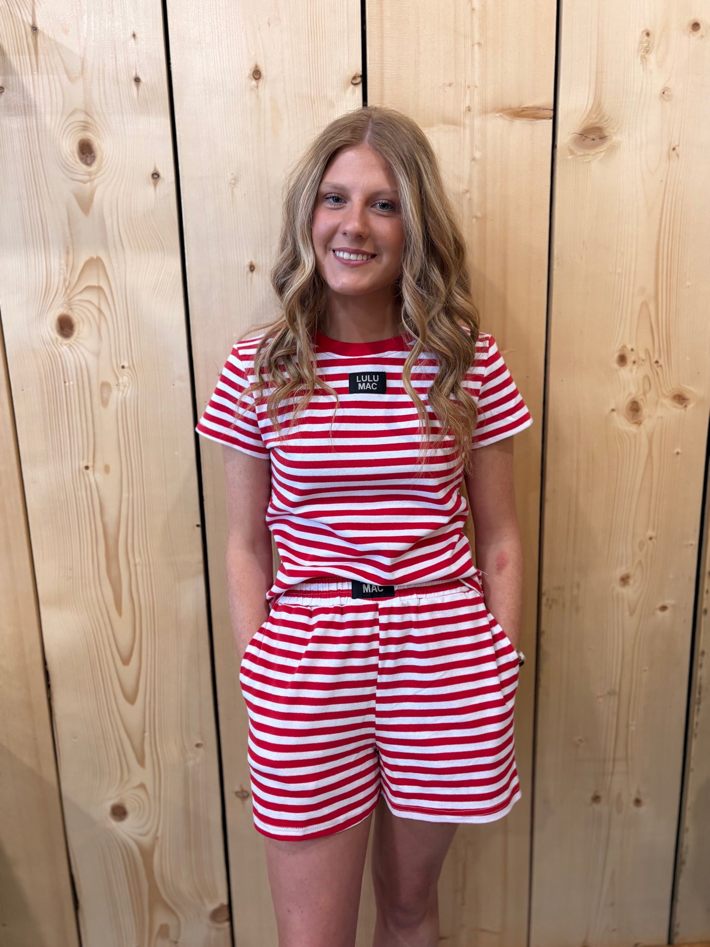 LULU MAC Red Stripe Shorts