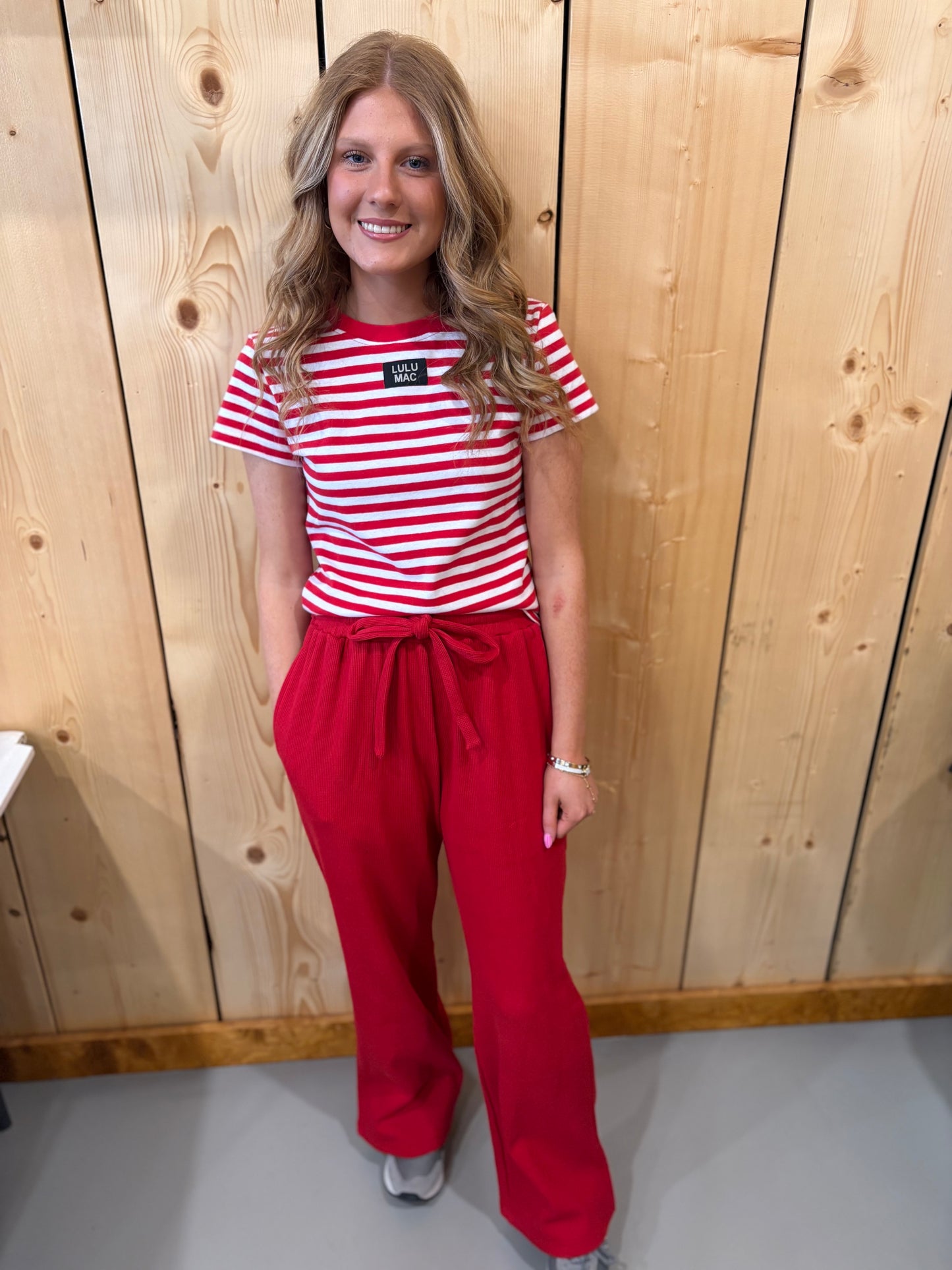 LULU MAC Waffle Pop Red Pants