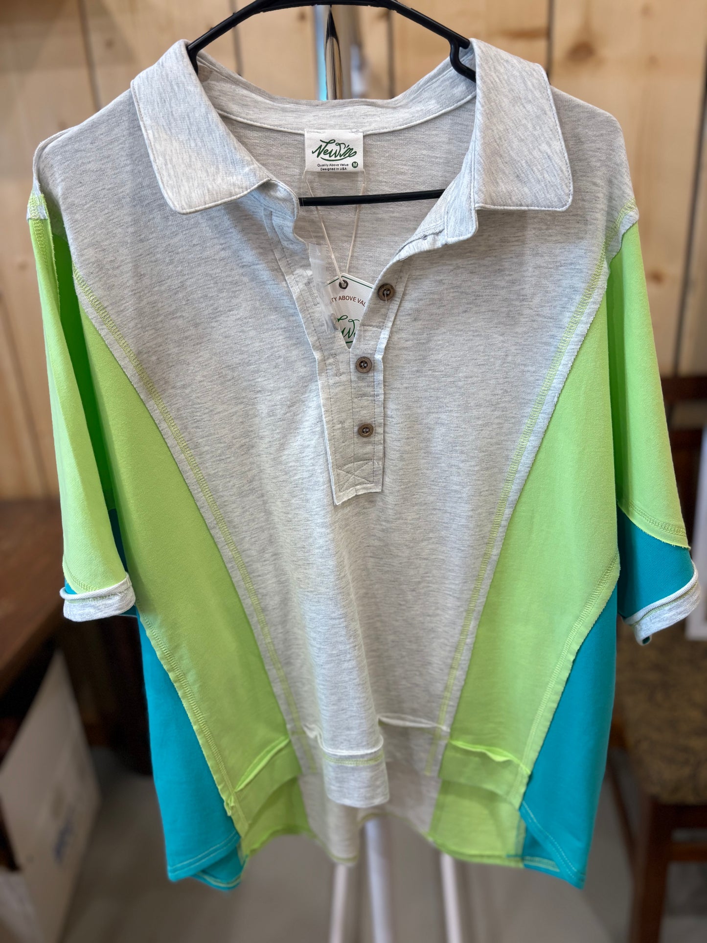 Neon Green Color Block Top