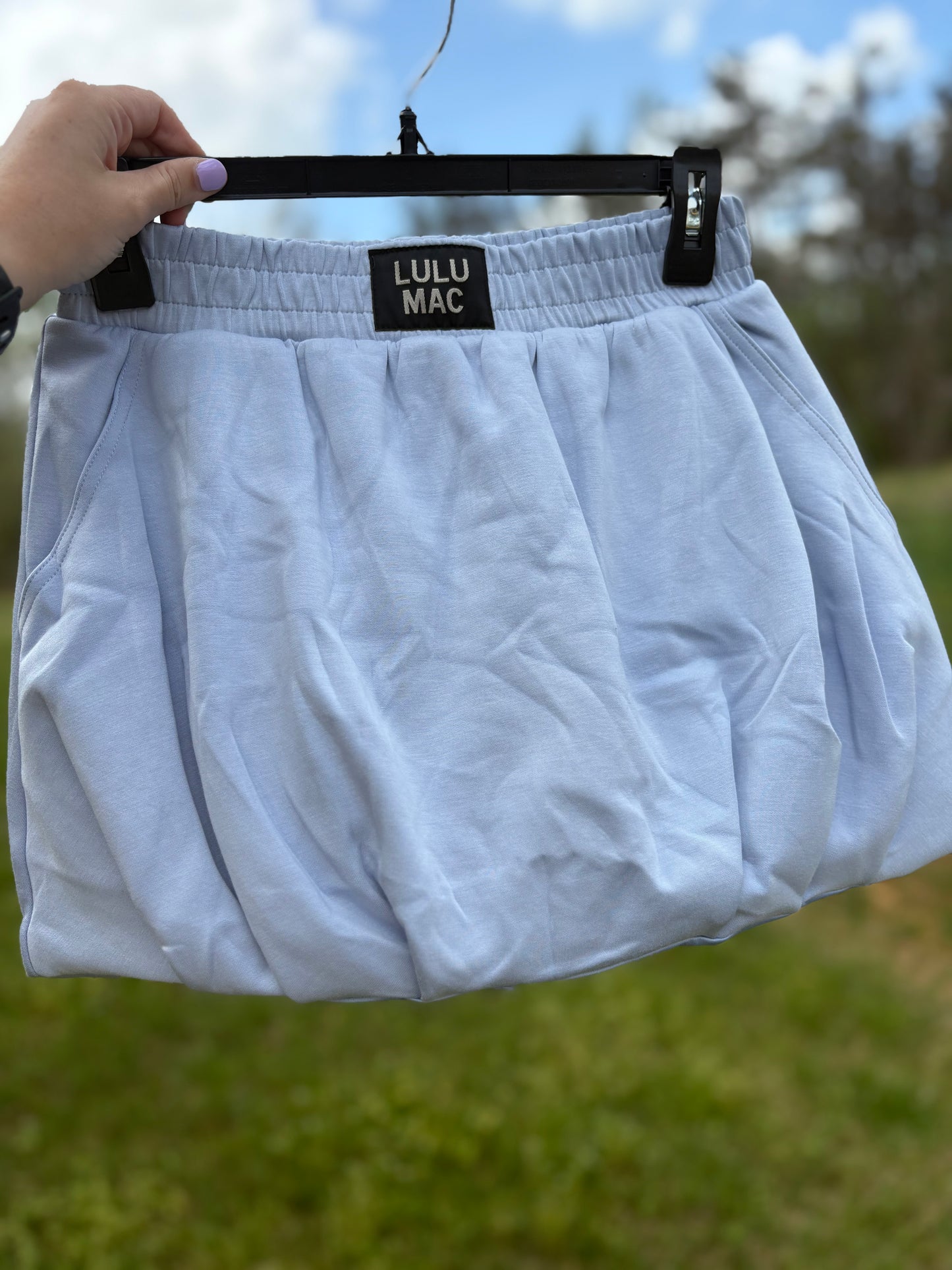 LULU MAC Light Blue Bubble Skirt w/ built in shorts