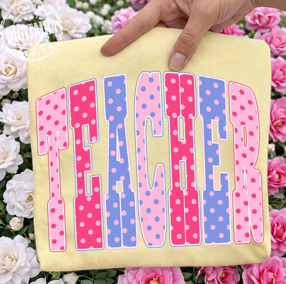 Polka Dot Teacher Comfort Color Short Sleeve