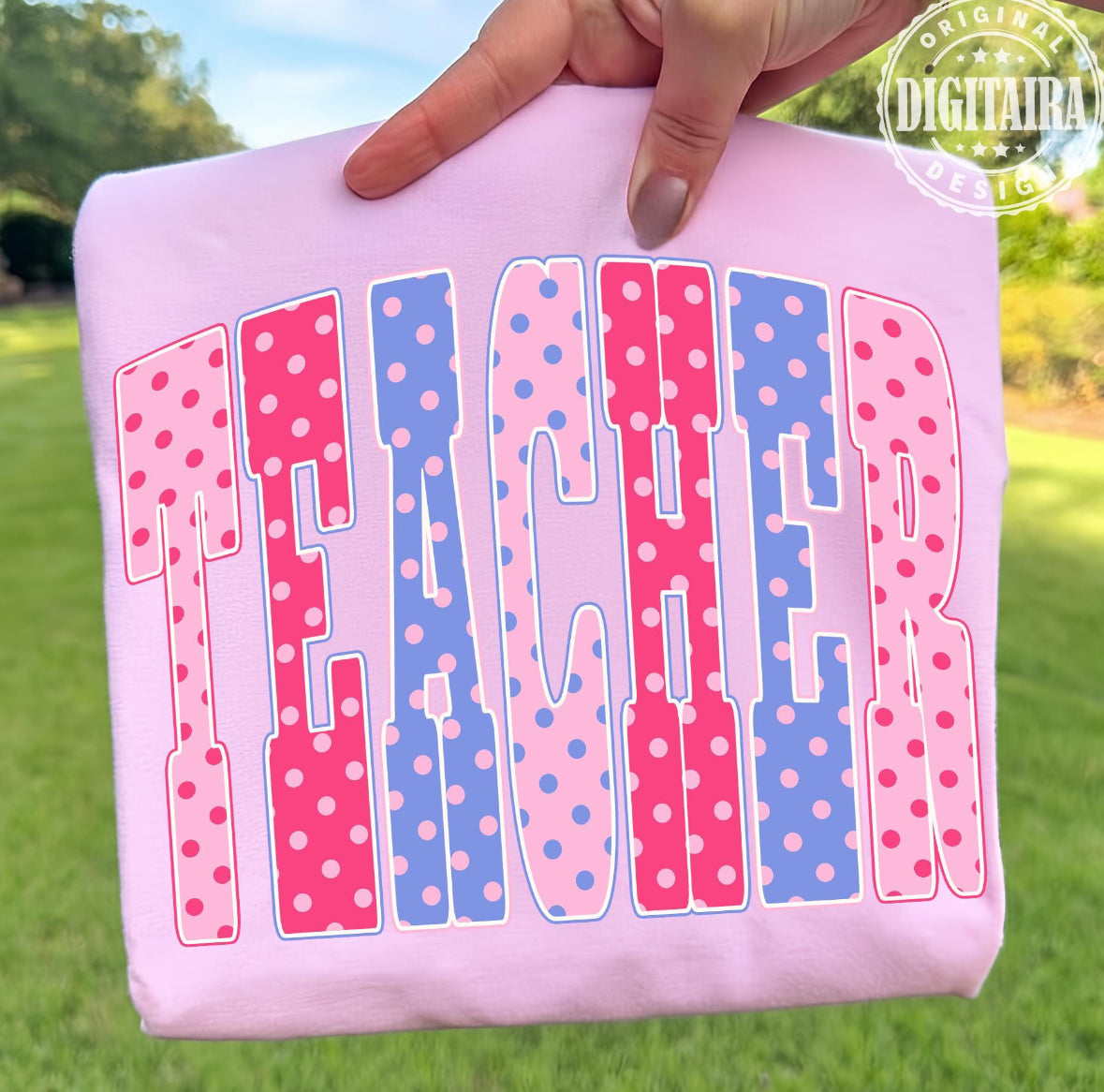Polka Dot Teacher Comfort Color Short Sleeve