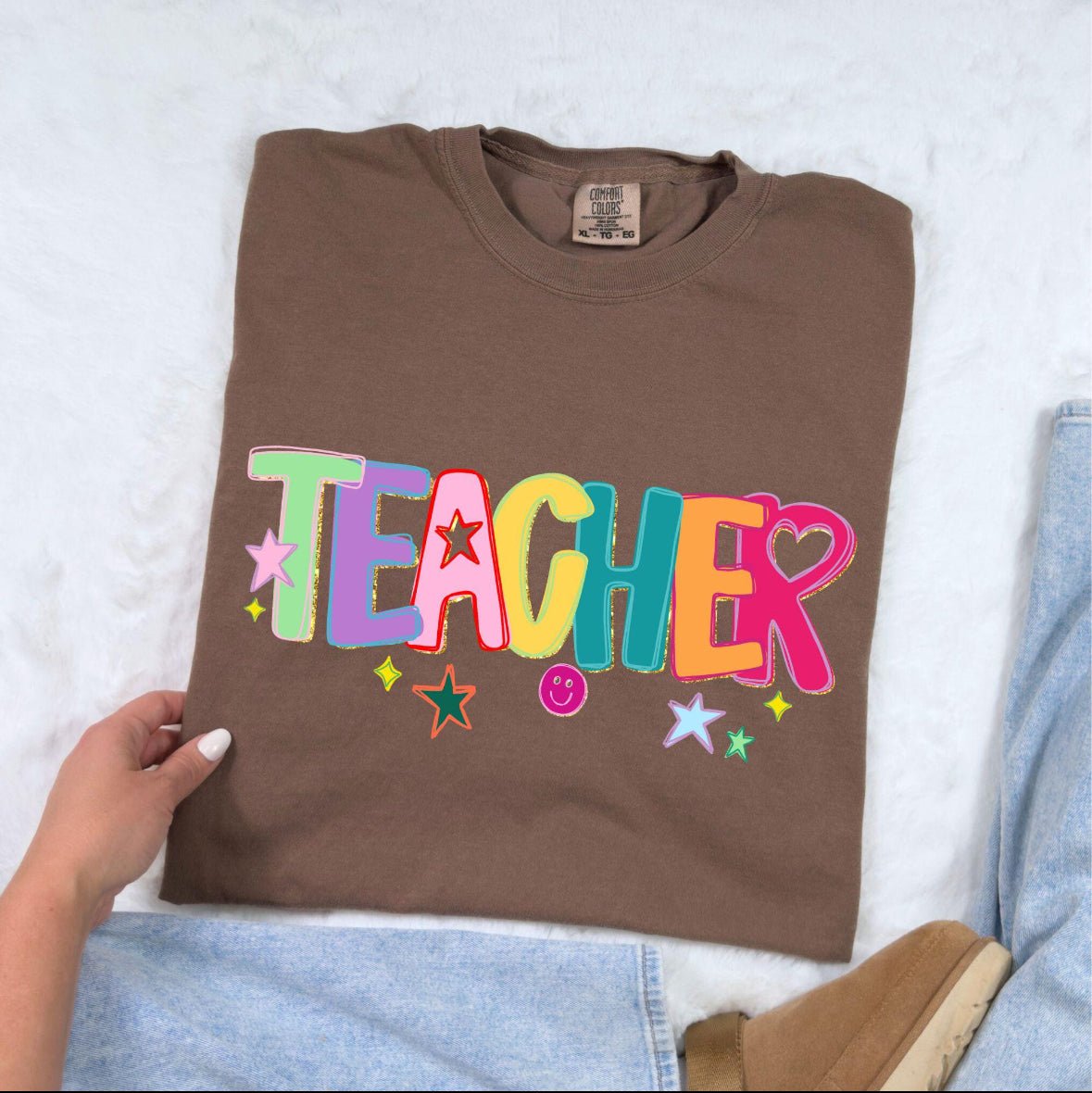 Colorful Teacher Comfort Color Short Sleeve