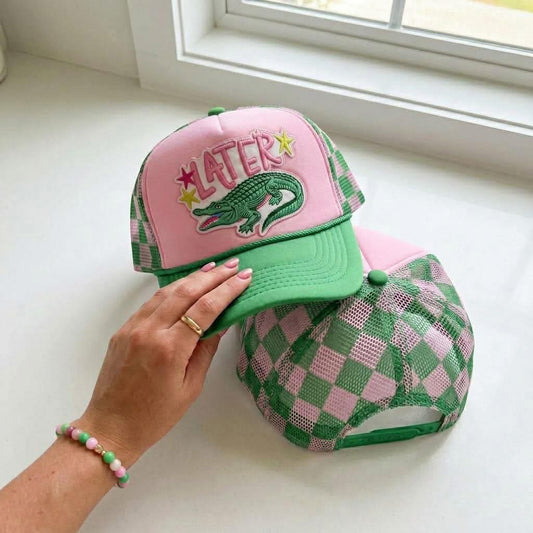 Later Gator Pink/Green Checkered Hat