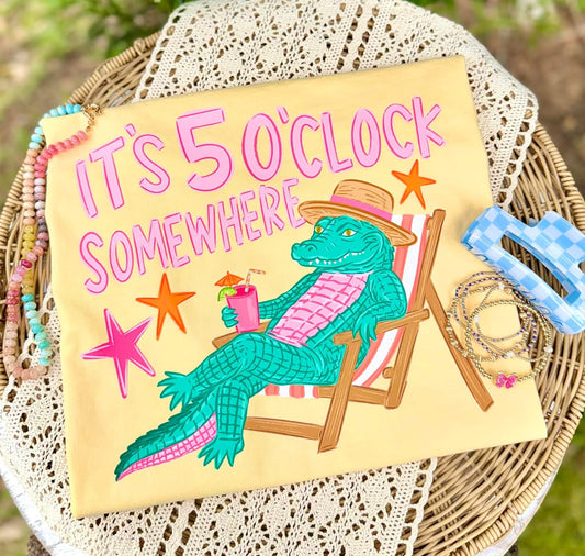 It's 5 O'Clock Somewhere Comfort Color Short Sleeve/Tank Top