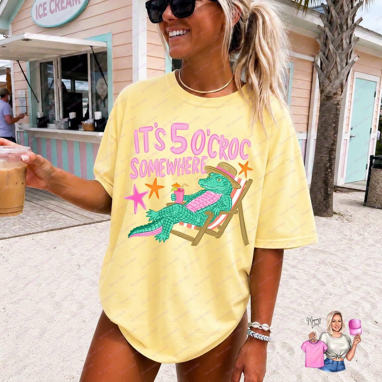 It's 5 O'Clock Somewhere Comfort Color Short Sleeve/Tank Top