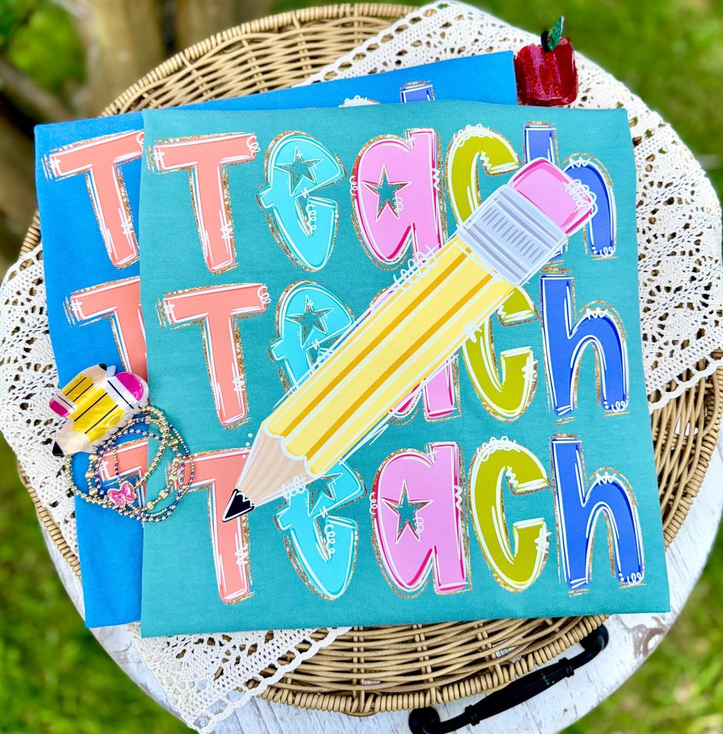 Teach with Customizable Pencil Comfort Color Short Sleeve