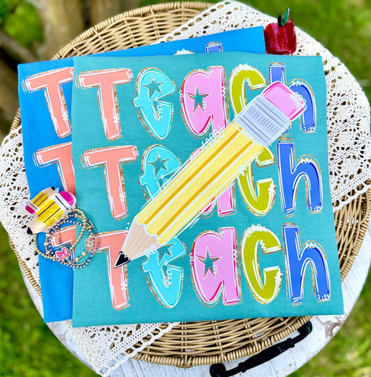 Teach with Customizable Pencil Comfort Color Short Sleeve