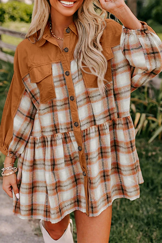PRE-ORDER Khaki Plaid Dress