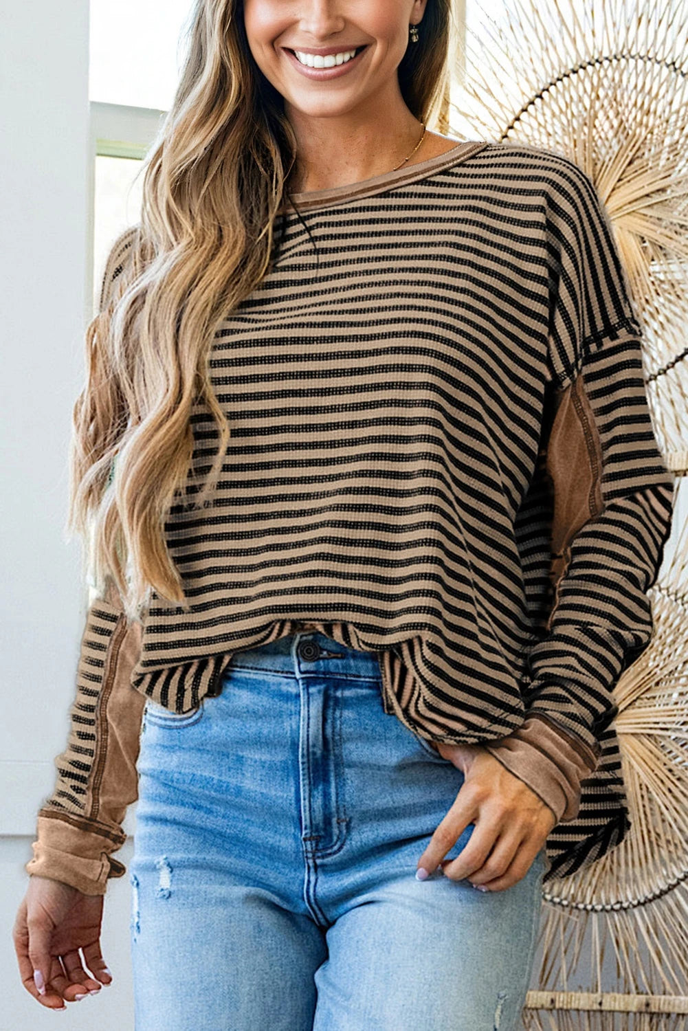PRE-ORDER Khaki Stripe Casual Top