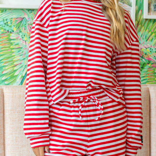 LULU MAC Red Stripe Long Sleeve Top