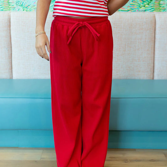 LULU MAC Waffle Pop Red Pants