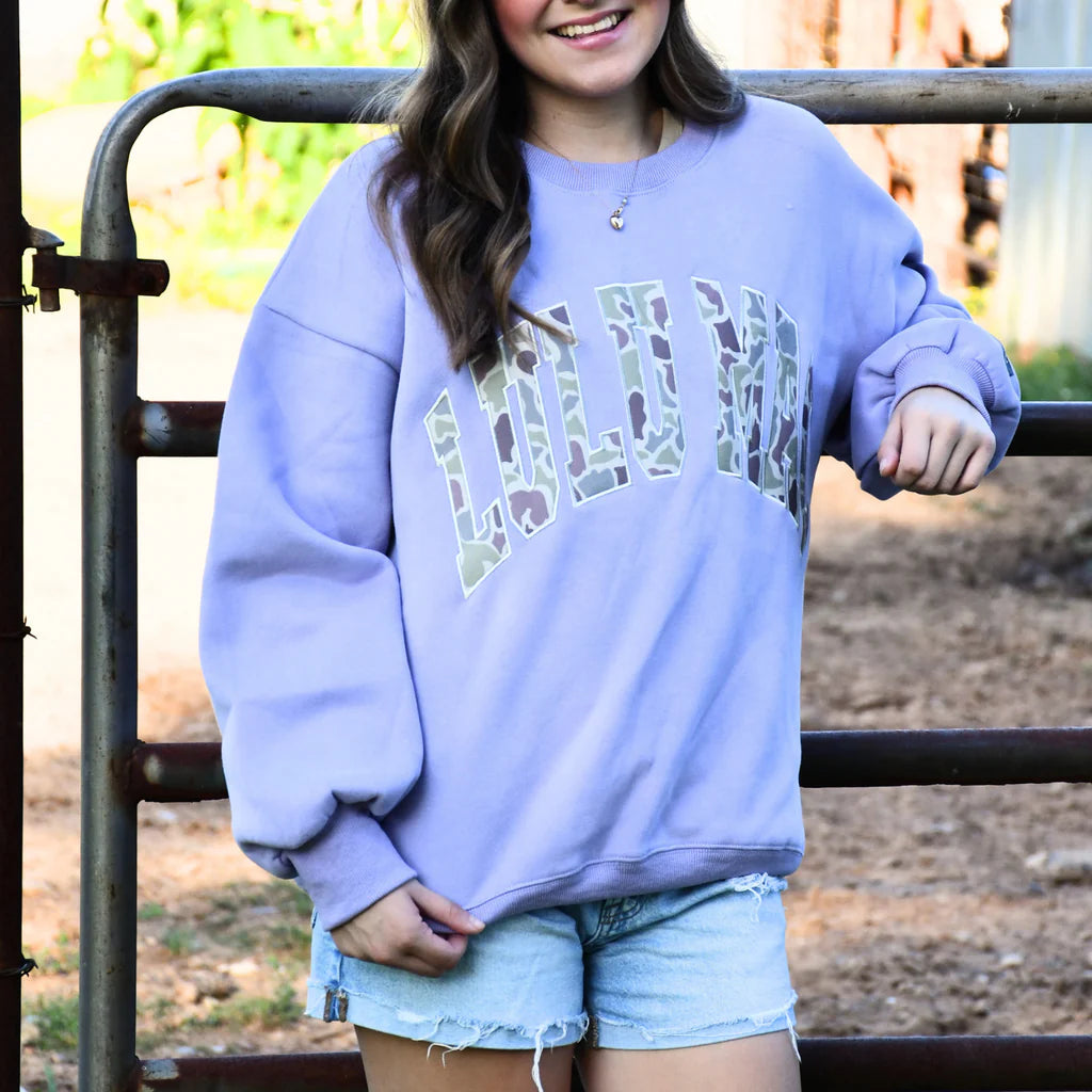*PREORDER* LULU MAC Lavender/Camo Sweatshirt