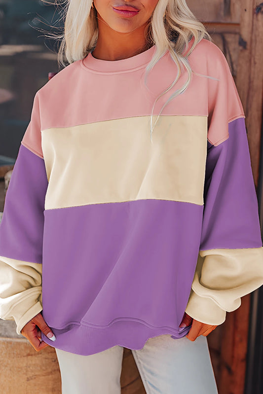 PRE-ORDER Meadow Mauve Colorblock Sweatshirt