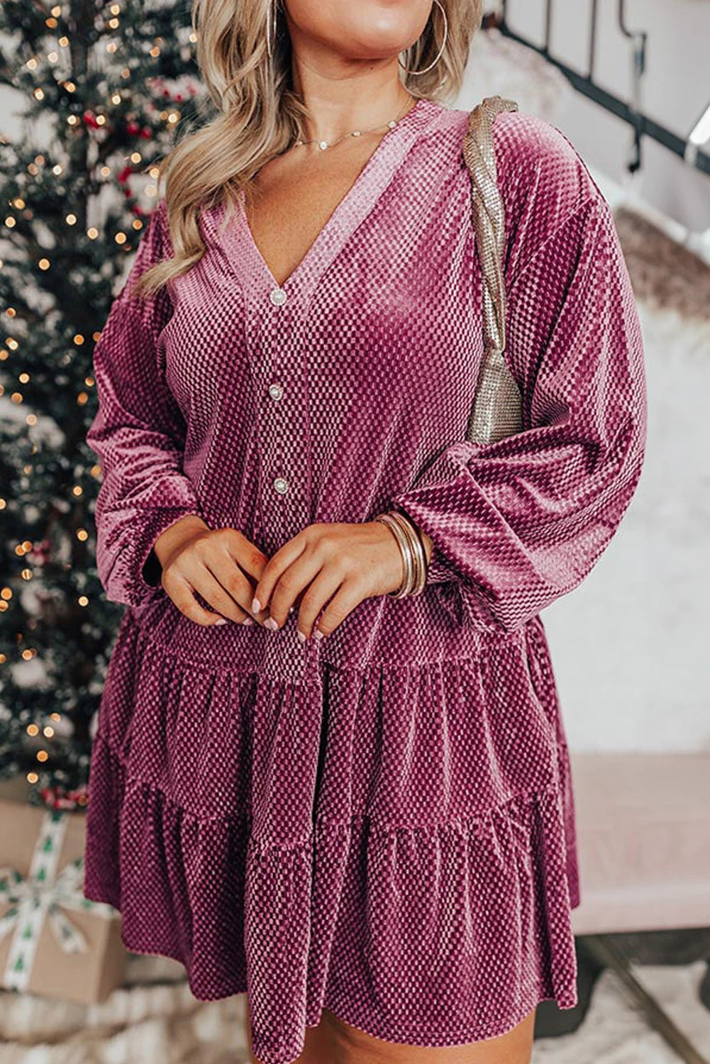 PRE-ORDER Meadow Mauve Plus Size Velvet Dress