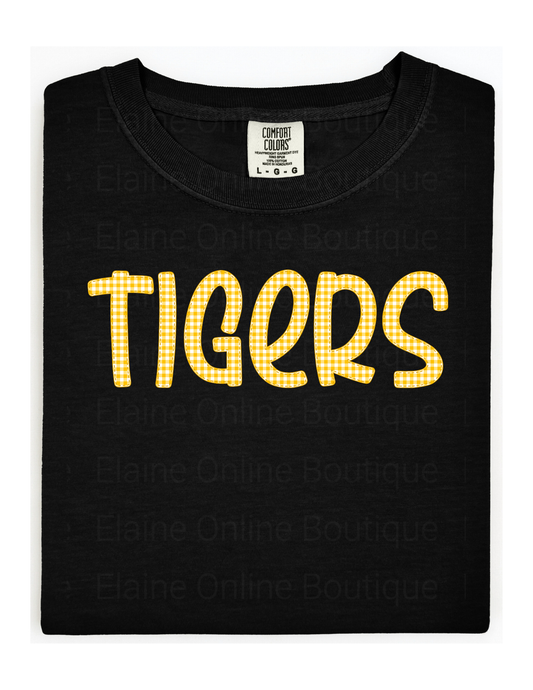 Tigers Gingham Comfort Color Short Sleeve