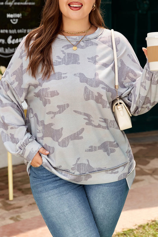 PRE-ORDER Multicolour Camouflage Plus Size Sweatshirt