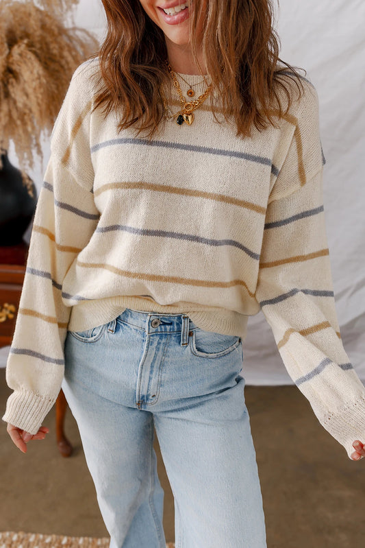 PRE-ORDER Cream Stripe Sweater