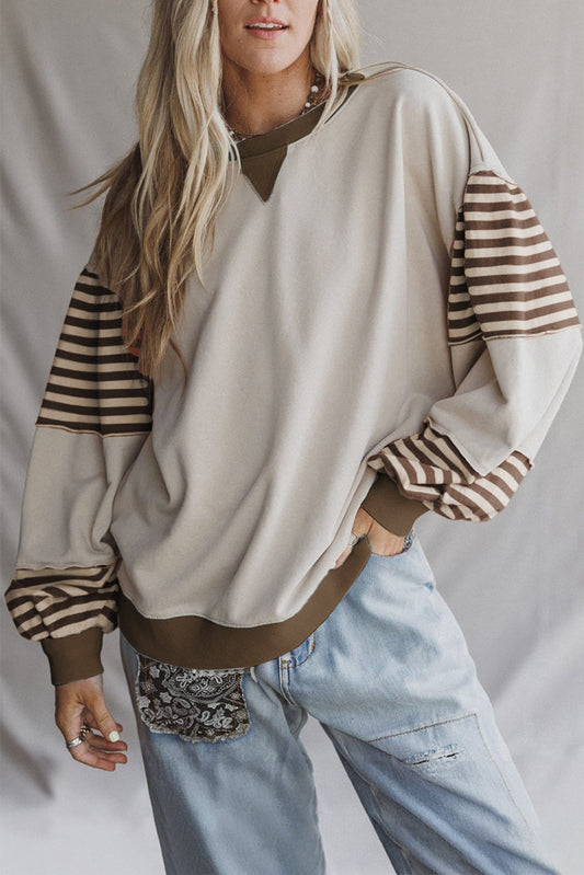 PRE-ORDER Parchment Striped Colorblock Sweatshirt