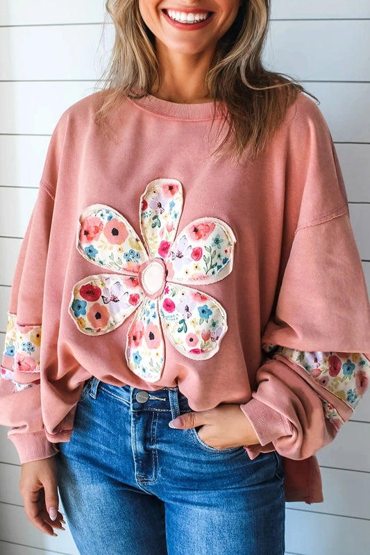 PRE-ORDER Peach Blossom Baggy Pullover Sweatshirt