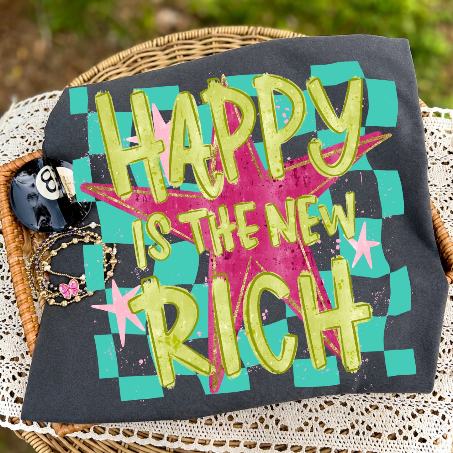 Happy is the New Rich Comfort Color Short Sleeve