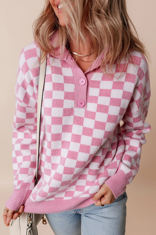 PRE-ORDER Pink Checkered Sweater