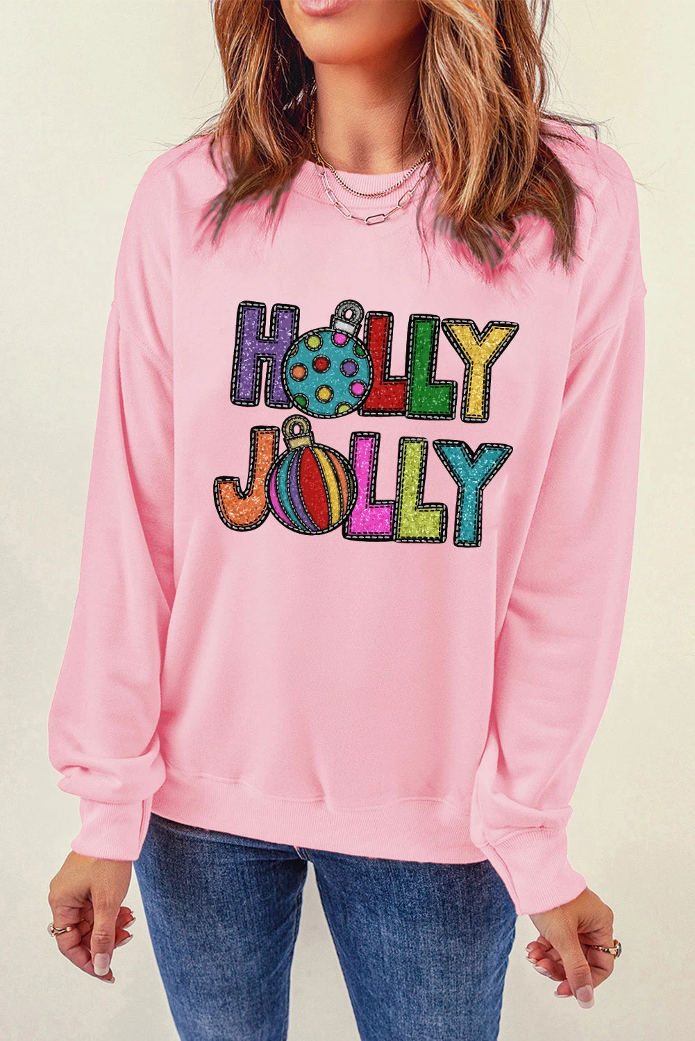 PRE-ORDER Pink HOLLY JOLLY Graphic Sweatshirt
