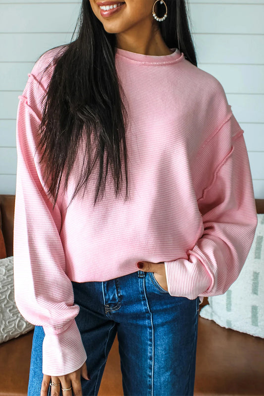 PRE-ORDER Pink Ribbed Long Sleeve Top