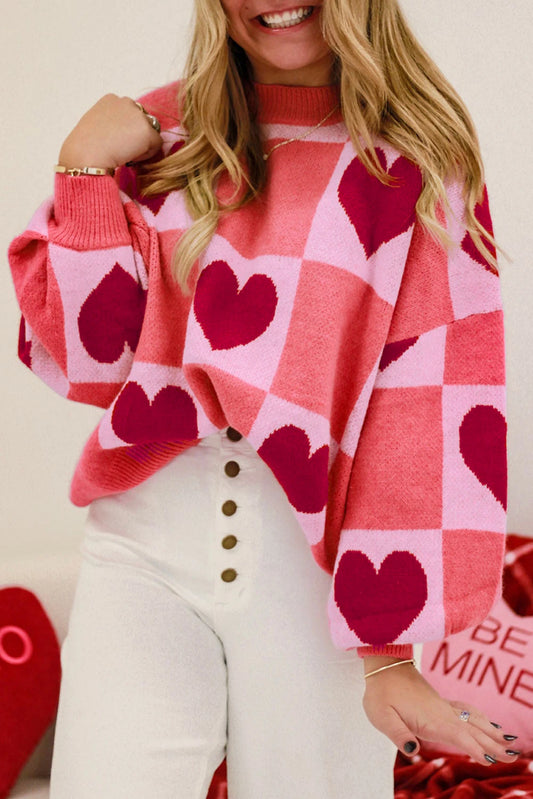 PRE-ORDER Pink Plus Size Heart Sweater