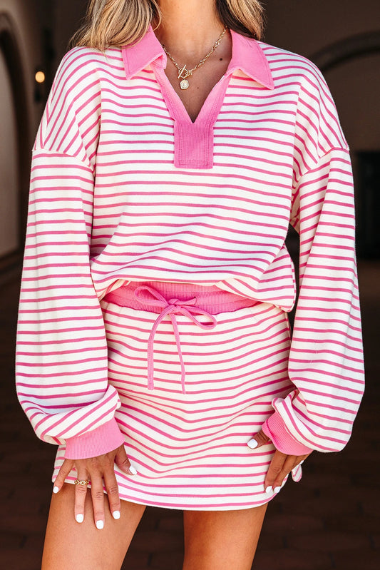 PRE-ORDER Pink Stripe Skort Set