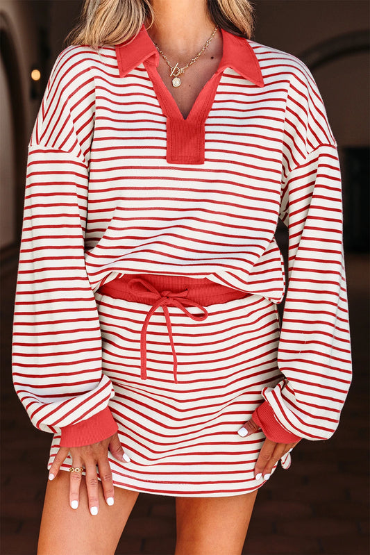 PRE-ORDER Red Stripe Skort Set