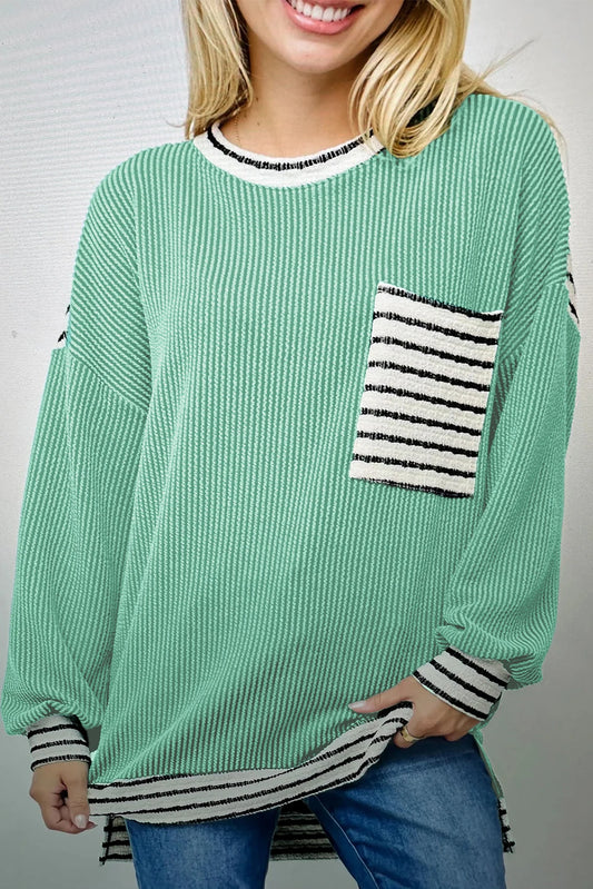 PRE-ORDER Sea Green Ribbed Long Sleeve Top