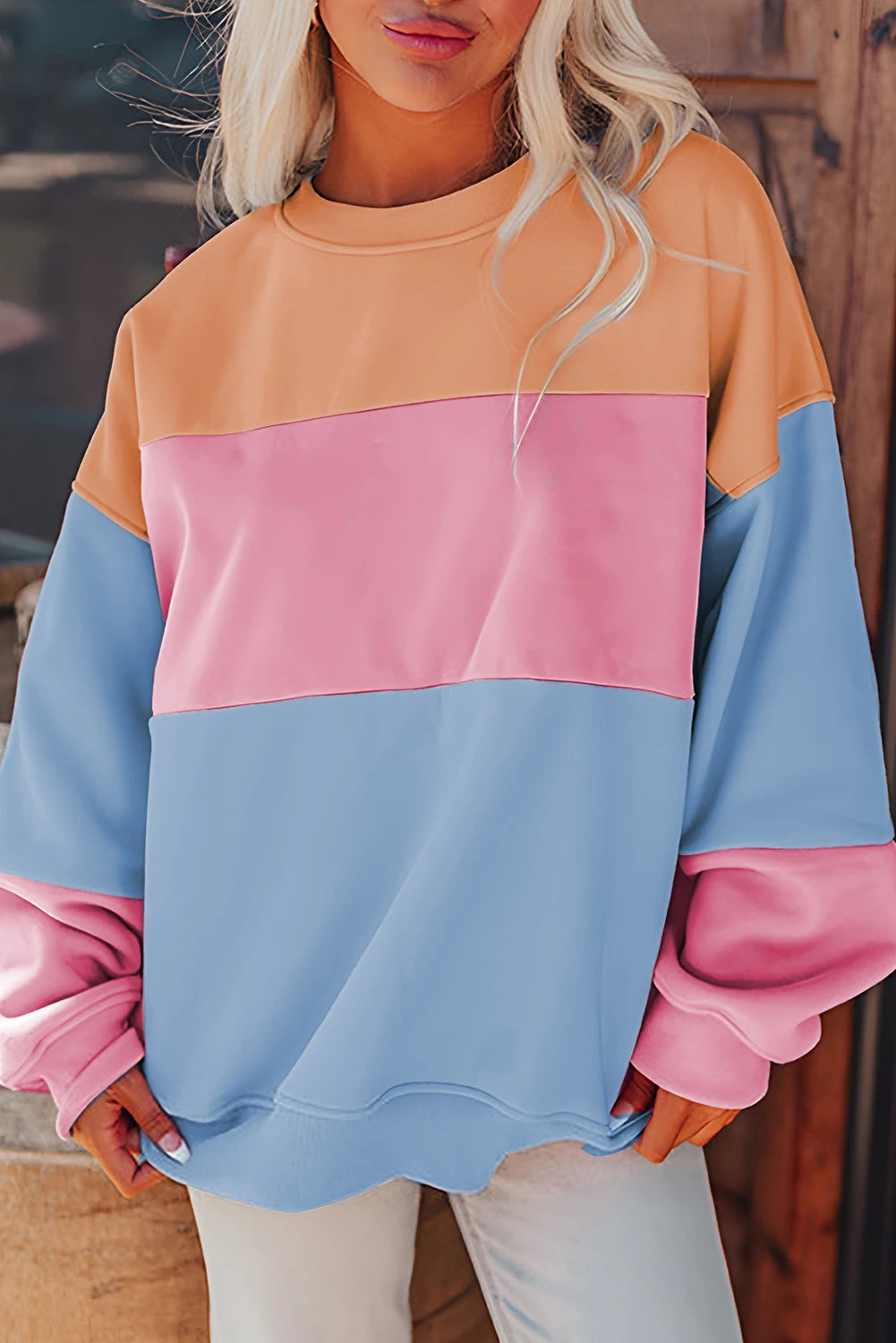 PRE-ORDER Sky Blue Colorblock Sweatshirt