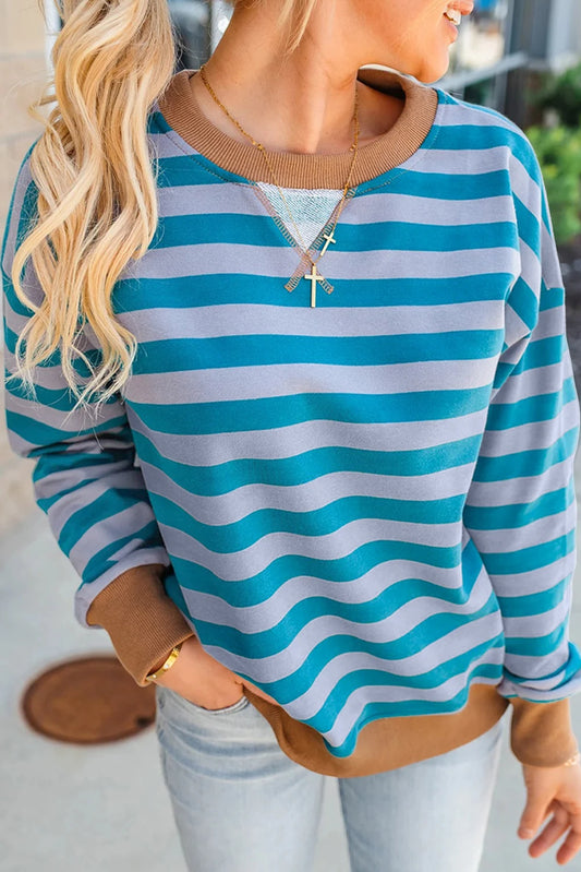 Sky Blue Stripe Sweatshirt