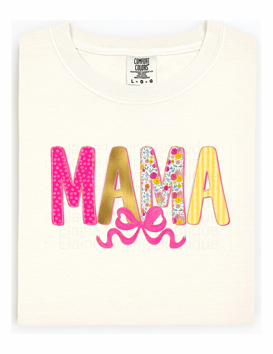 MAMA Bow Comfort Color Short Sleeve