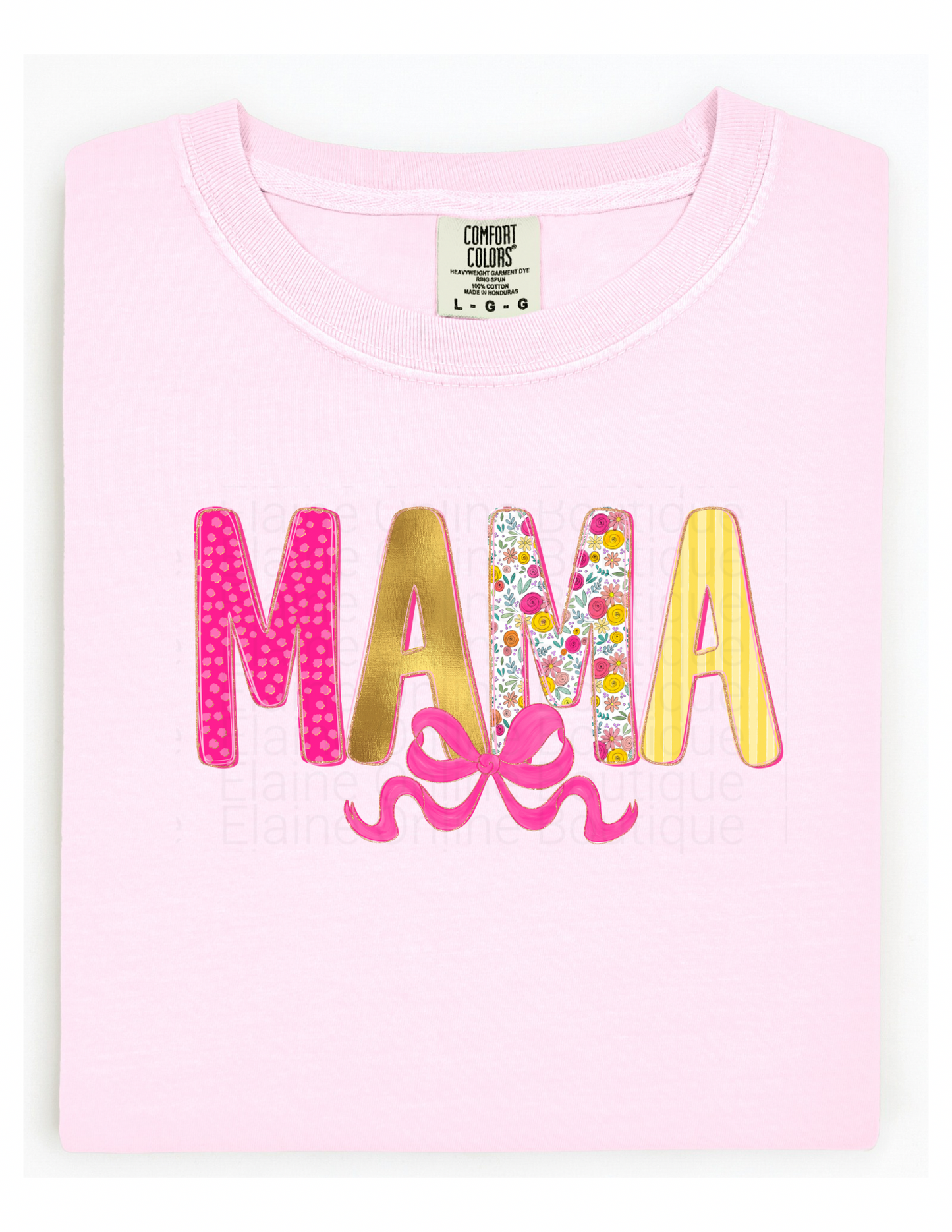 MAMA Bow Comfort Color Short Sleeve