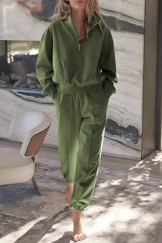 PRE-ORDER Vineyard Green Half Zip up Pullover Joggers Set