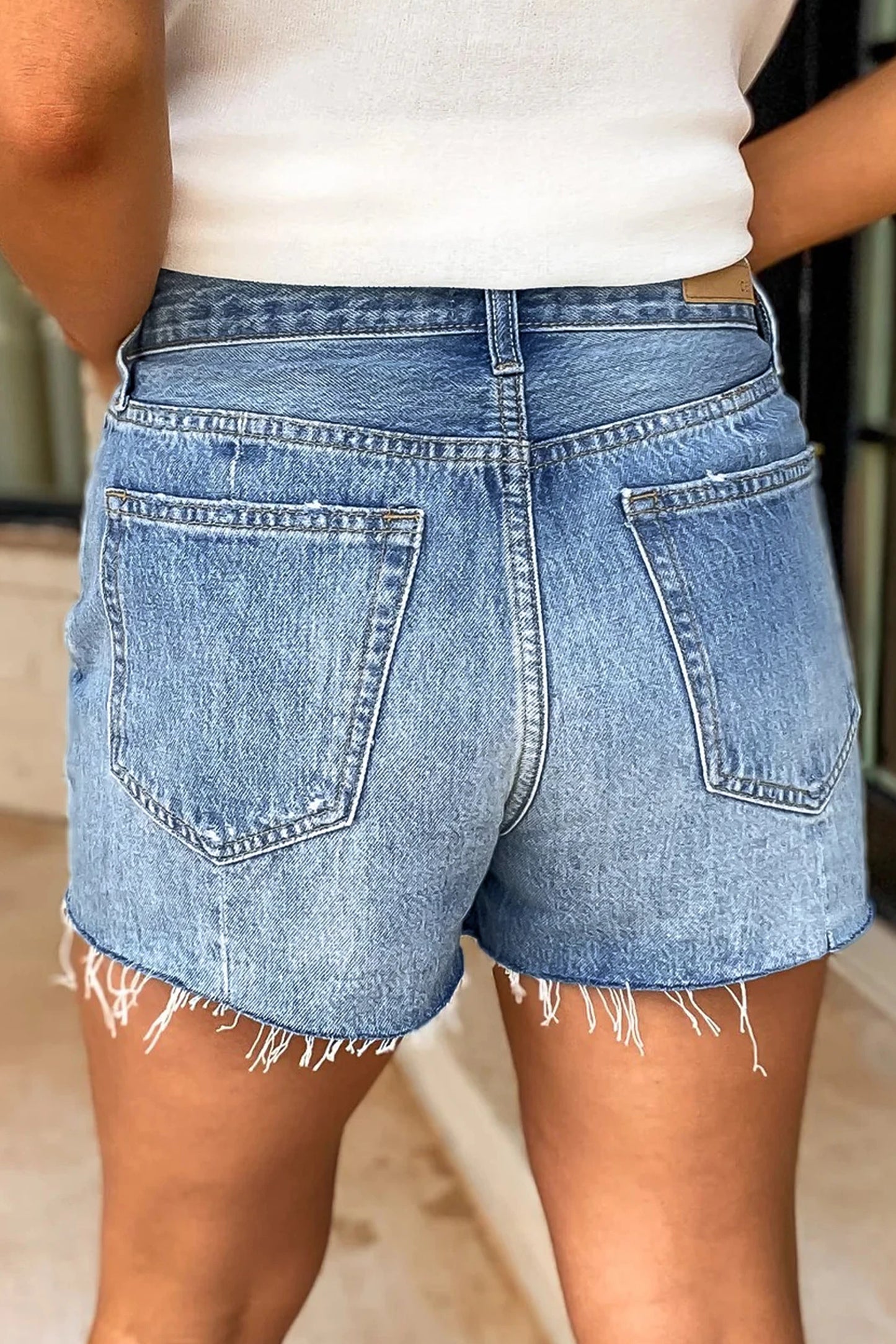 Beau Blue Acid Wash Denim Shorts