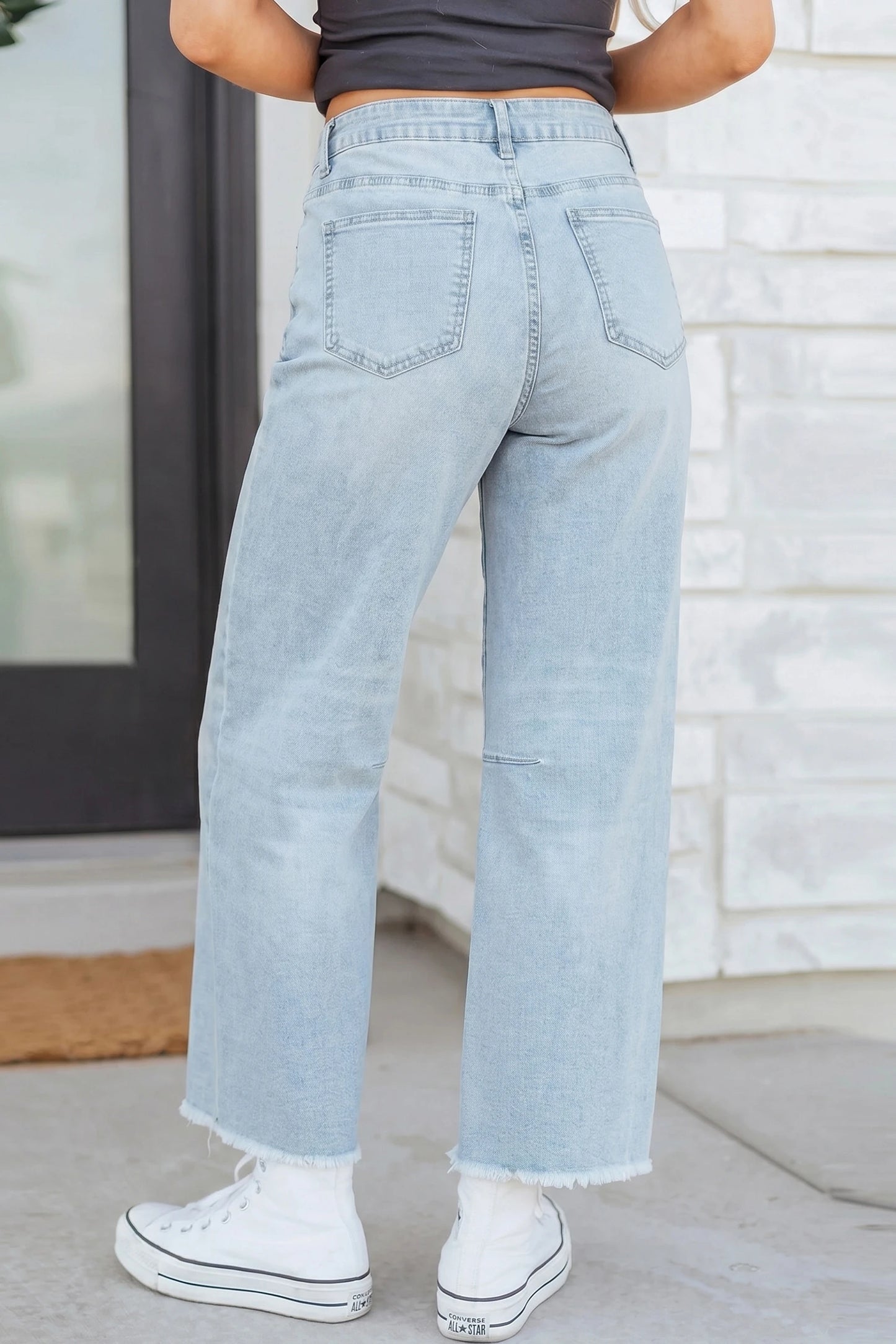 Beau Blue Frayed Cropped Jeans