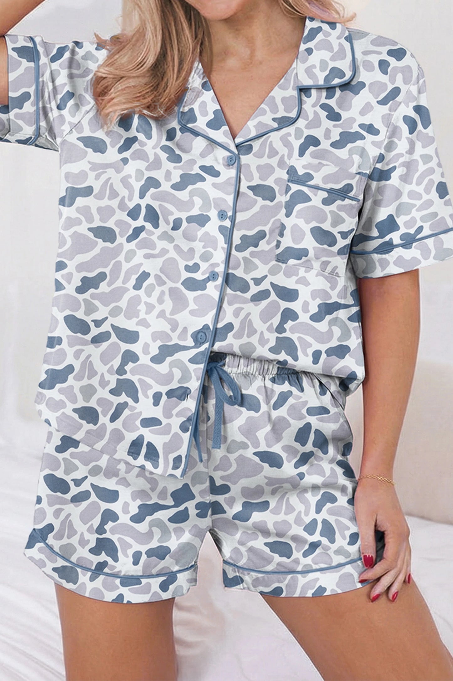 Beige Camo PJ Shorts Set