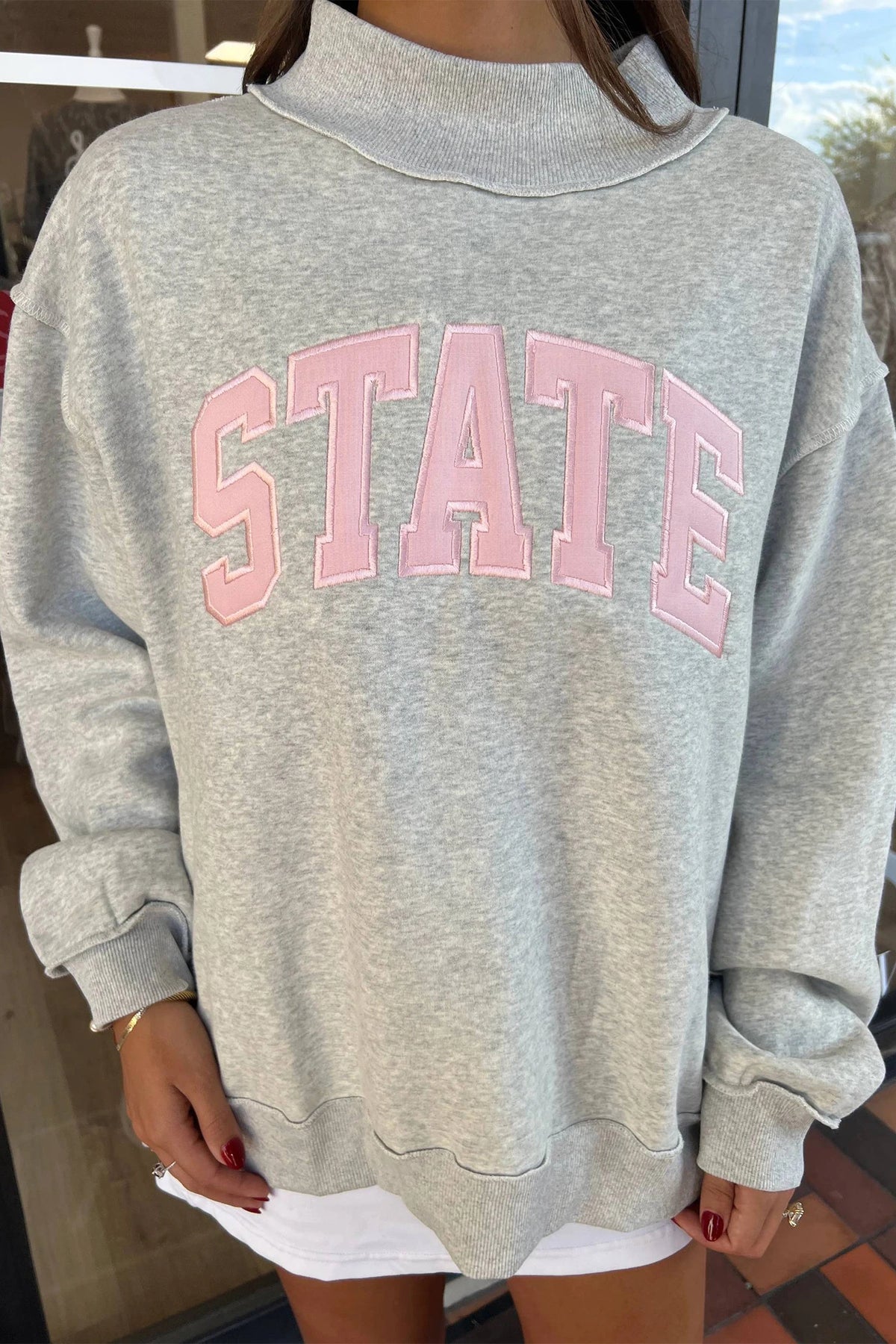 Gray STATE Mock Neck Sweatshirt