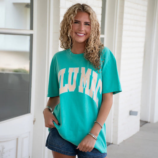LULU MAC Creamsicle Sky Stripe Island Green CC Tee