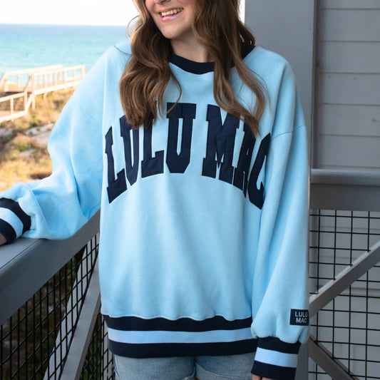 LULU MAC Light Blue/Navy Social Society Sweatshirt