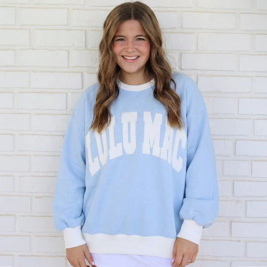 LULU MAC Light Blue/White Color Block Sweatshirt