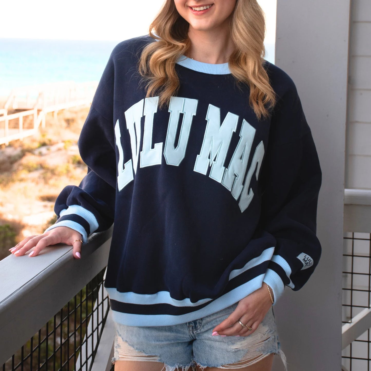 LULU MAC Navy/Light Blue Social Society Sweatshirt