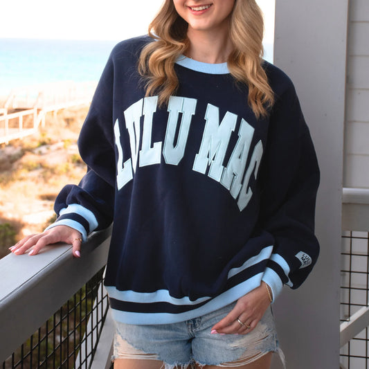LULU MAC Navy/Light Blue Social Society Sweatshirt