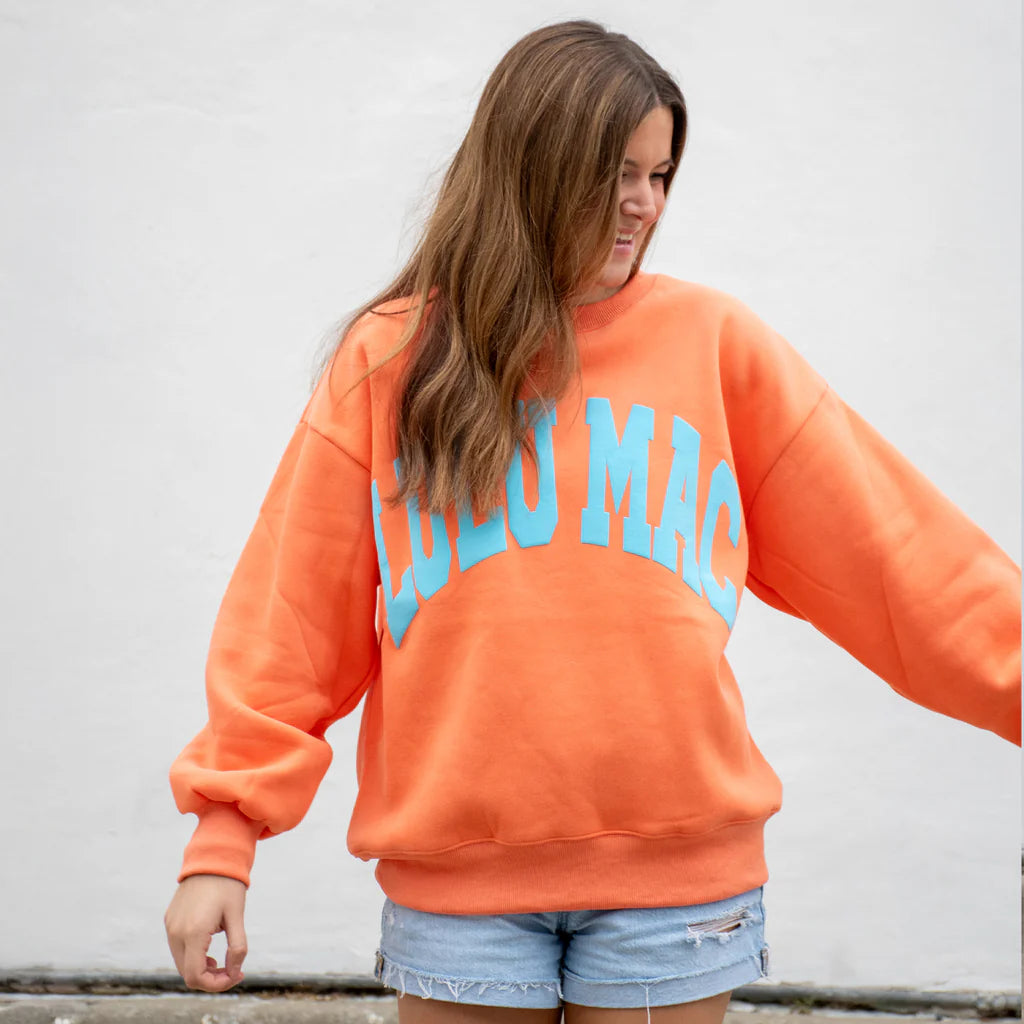 LULU MAC Orange/Light Blue Puff Sweatshirt