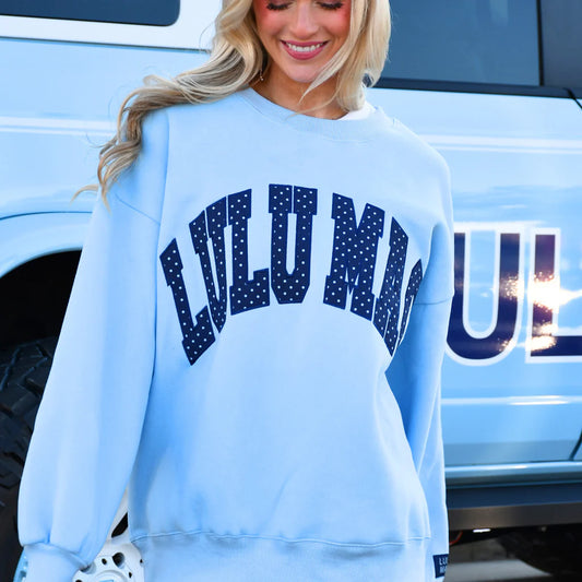 LULU MAC Light Blue/Navy Polka Dots Sweatshirt