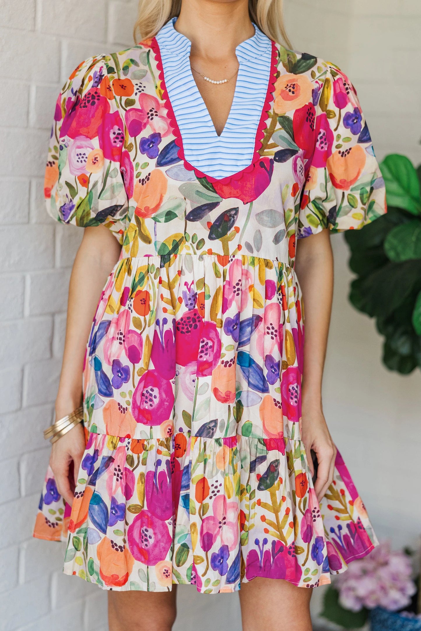 Rose Bright Floral Mini Dress